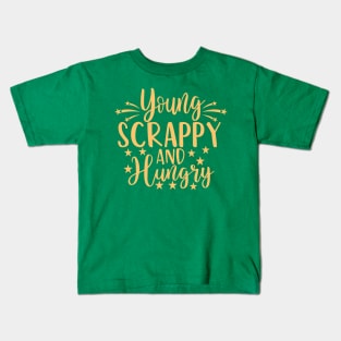 Young Scrappy and Hungry Funny Patriotic Kids T-Shirt